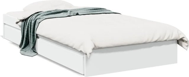 vidaXL Bettgestell mit Schubladen Weiß aus Holzwerkstoff B/T/H: 90 x 200 cm - Bild 1