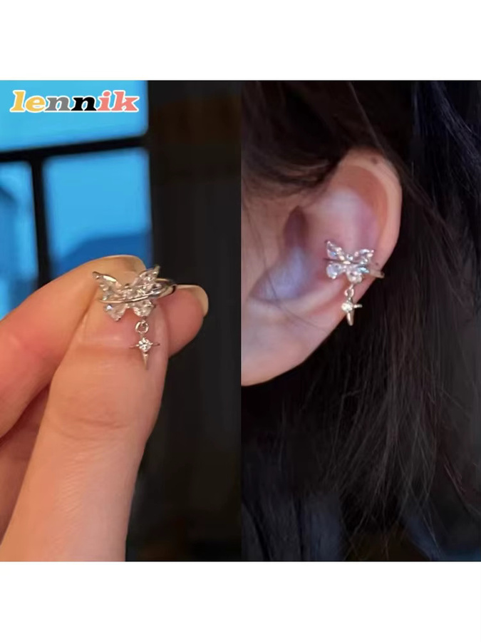 LENNIK Ohr Clips, Silber, Zirkonia, Damen, Schmetterling - Bild 6