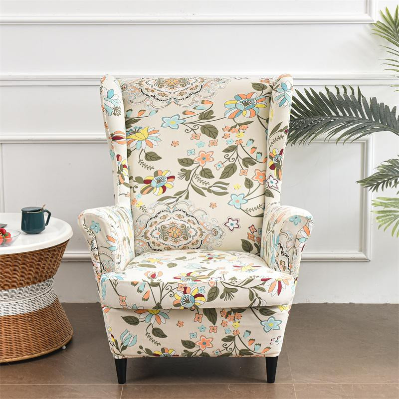 Dehnbarer Flügelstuhlbezug mit Blumenmuster von Your Warm Home in Multicolour aus Polyester und Elasthan - Bild 1