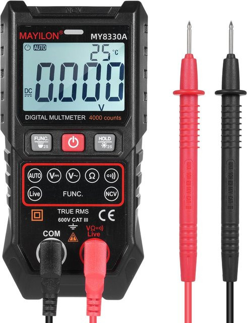 MAYILON Digitalmultimeter TRMS Spannungsprüfer mit 4000 Zählungen in Schwarz - Bild 1