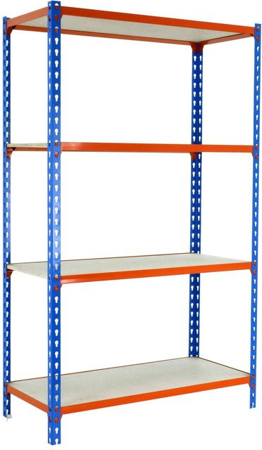PROREGAL Schwerlastregal Mid Muli mit 4 verstellbaren Fachböden, H x B x T: 150 x 100 x 40 cm, Blau-Orange - Bild 1