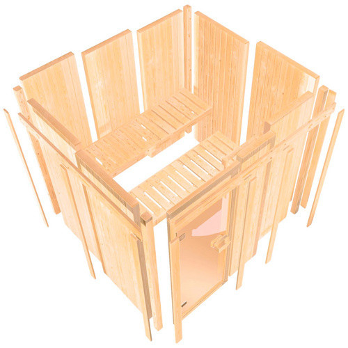 Karibu Sauna Wenden für 3 Personen mit 3,6 kW Saunaofen und externer Steuerung, beige, B/T/H: 196 x 151 x 198 cm - Bild 1