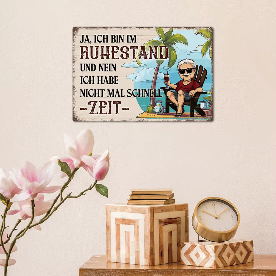 Putuo Decor Vintage Metallblechschild Ruhestand Wandkunst Mehrfarbig - Bild 2