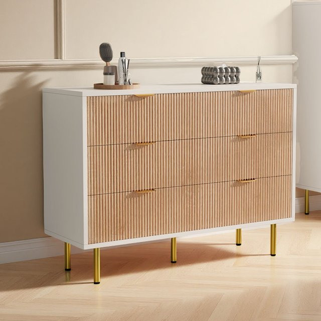 Comanlai Kommode im Landhausstil aus Holz mit Schubladen, Sideboard in Weiß matt für Schlafzimmer, Wohnzimmer, Flur oder Küche - Bild 1