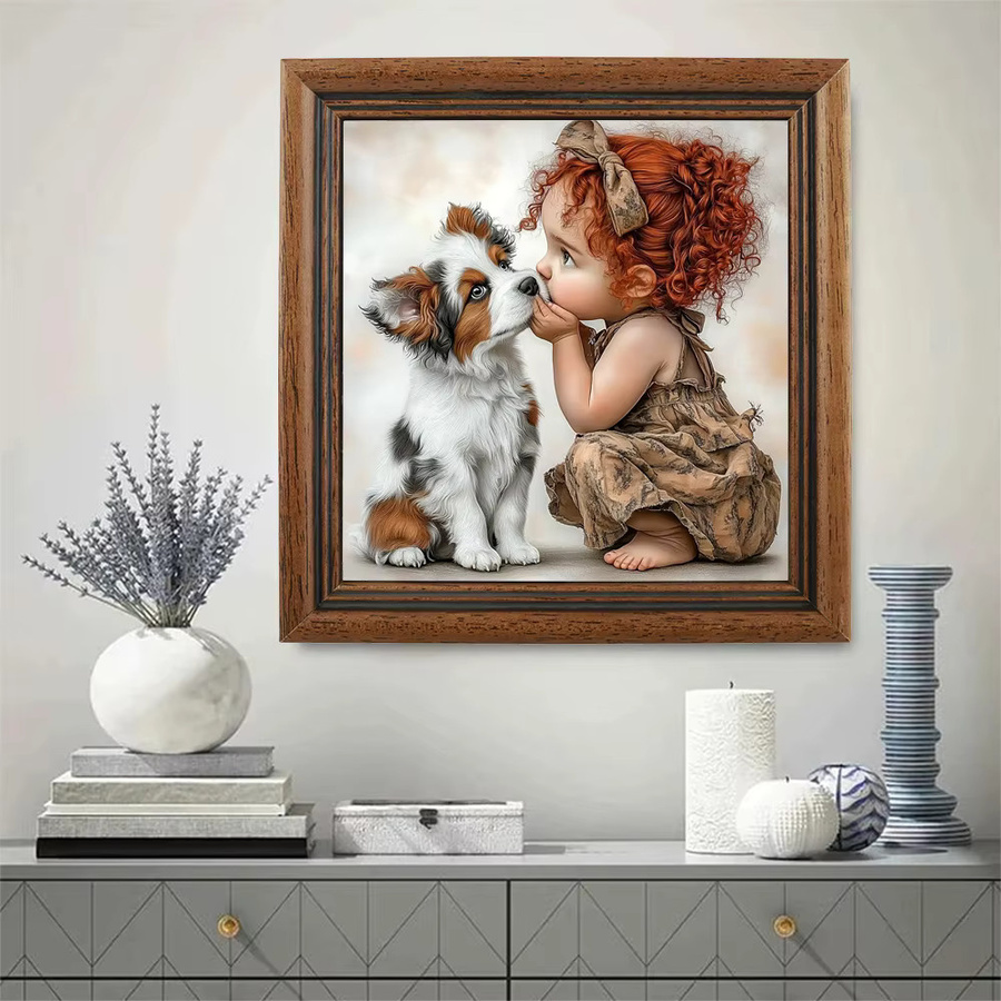 EverShine DIY Diamantmalerei Hund Mädchen 5D Mosaik Porträt mit runden Steinen in Multicolour für Erwachsene - Bild 3