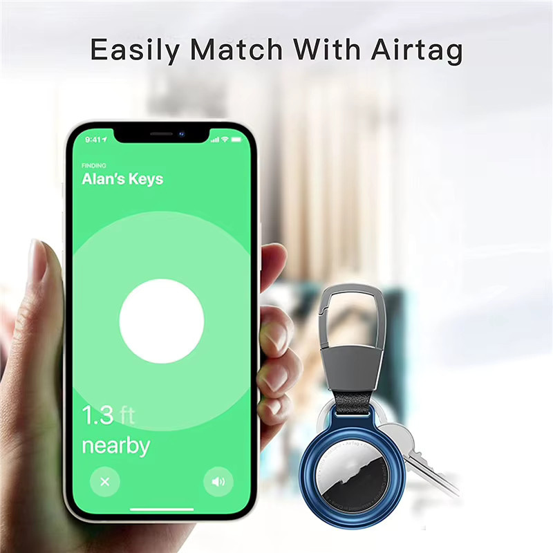 Magnetische Metall Schutzhülle für Apple AirTag in Lila als Schlüsselbund Halter und Haustier Kragen Locator - Bild 5