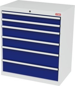 STIER Schubladenschrank mit 6 Schubladen aus Stahl in Grau und Blau, B/T/H: 90,0 x 57,5 x 102,0 cm - Bild 1