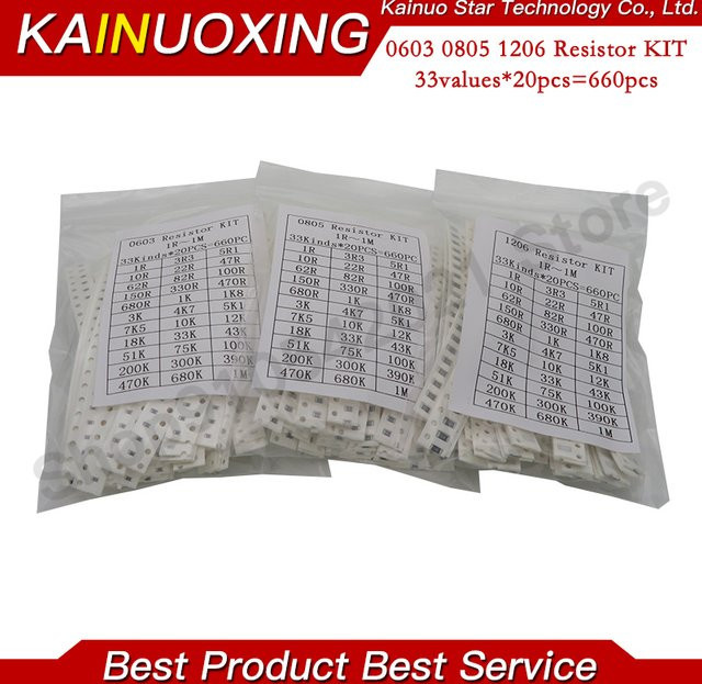 SMD Widerstand Kit KAINUOXING sortiert mit verschiedenen Bauformen und Werten 1% 5% - Bild 1