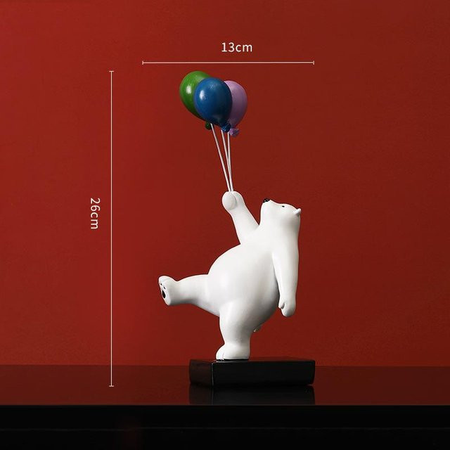 Yiran Furniture Nordische Surfen Ballon Bär Dekoration aus Harz und Kunststoff für Wohnzimmer und Kinderzimmer - Bild 1