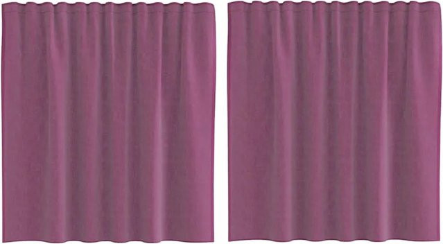 vidaXL Voile Vorhänge mit Stangentaschen, 2er-Set, Lila, Breite: 140 cm, Höhe: 140 cm - Bild 1