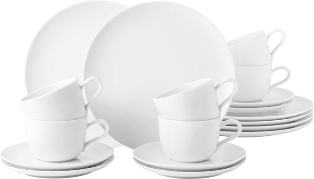Seltmann Weiden Kaffeeservice Liberty aus Porzellan in Weiß, 18er Set - Bild 1