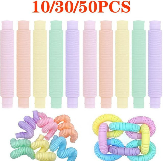 Fashnics Pop Tubes, sensorische Fidget Spielzeuge, 10/30/50 Stück, weiß - Bild 1