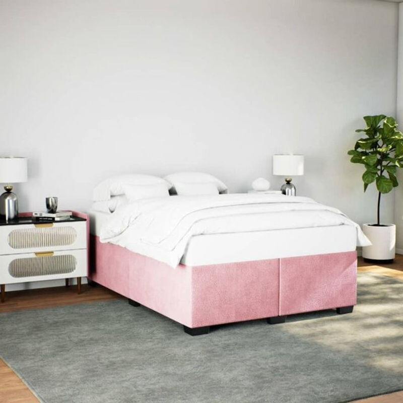 Vidaxl Polsterbett aus Samt und Holzwerkstoff in Rosa, B/T/H: 140 x 200 cm - Bild 1