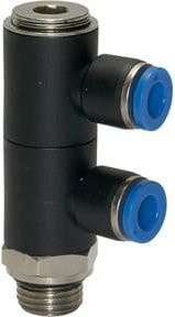 Riegler L-Mehrfachverteiler Blaue Serie, 2-fach drehbar, Messing, Farbe: Blau/Schwarz, G 1/2, Durchmesser: 10 mm - Bild 1