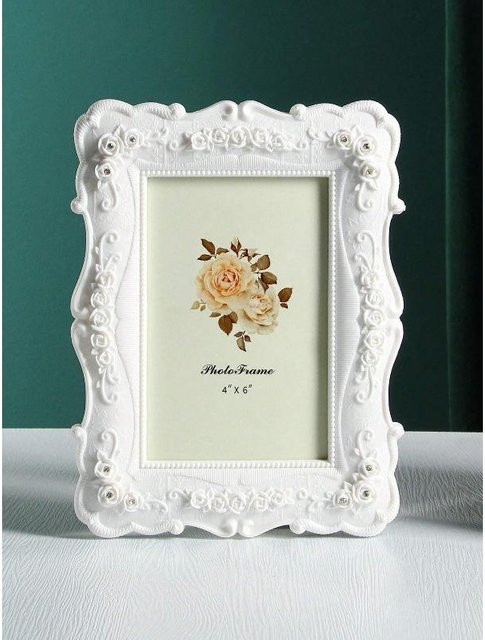 Rosen-Relief-Fotorahmen von chenxiaogang in Weiß aus Kunststoff mit floralem Design für Tischaufstellung - Bild 1