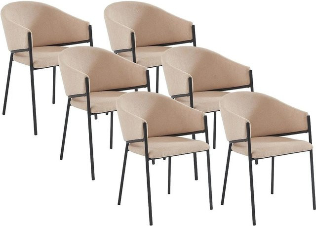Vente-unique Stuhl Ordida in Beige mit Armlehnen aus Stoff und Metall, Höhe: 53 cm - Bild 1