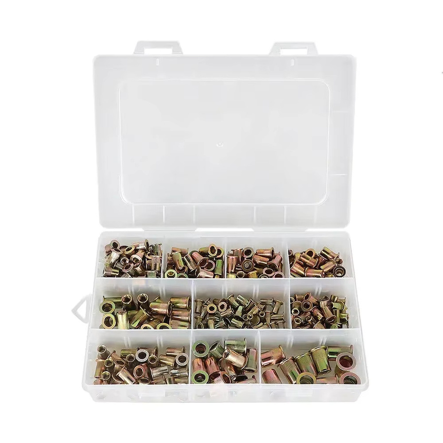 YISEONG Nietmuttern Set aus verzinktem Kohlenstoffstahl mit 220 Stück Flachkopf Gewindeeinsatz für Nietmutterpistole in den Größen M3 M4 M5 M6 M8 M10 M12 - Bild 2