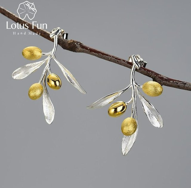 Lotus Fun Ohrringe, 925 Silber, Olivenblätter Zweig Früchte, Damen - Bild 1