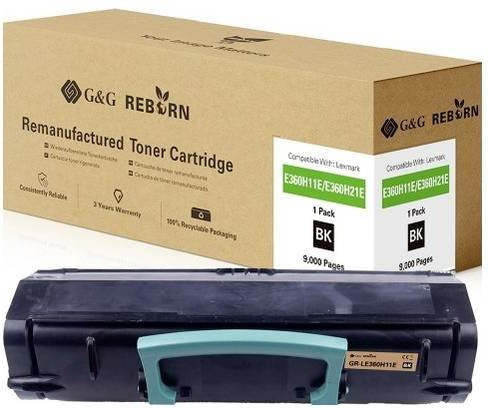 G&G Toner Cartridge Schwarz kompatibel mit Lexmark E360, remanufactured, Reichweite 9000 Seiten - Bild 1