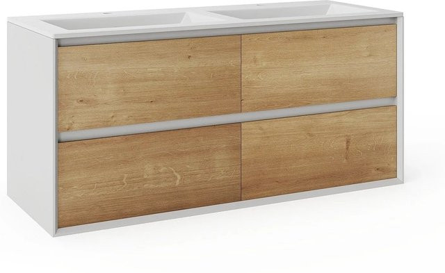 Doppelwaschtisch Lannick von Vente-unique aus Keramik in Weiß, Breite: 120 cm, Tiefe: 55 cm, Höhe: 45,6 cm - Bild 1