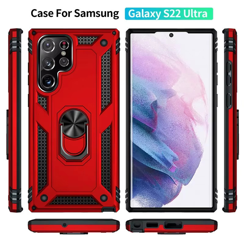 Robuste stoßfeste Panzerhülle für Samsung Galaxy S26 S25 S24 S23 S22 Ultra Plus A56 A55 A36 A26 A17 A16 mit Stoßfängern und Ringabdeckung in Schwarz - Bild 3