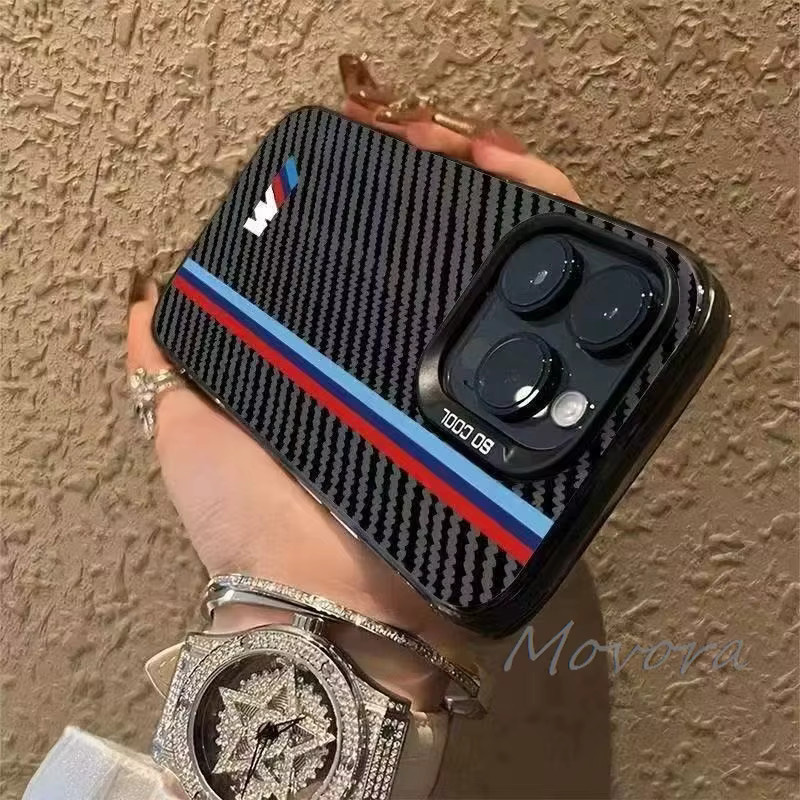BMW-M Logo Handyhülle mit Carbonfaser-Textur für iPhone 11 bis iPhone 17 Pro Max in Schwarz - Bild 2