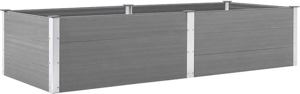 Furnicato Garten Hochbeet aus WPC und Stahl in Grau, B/T/H: 250 x 100 x 54 cm