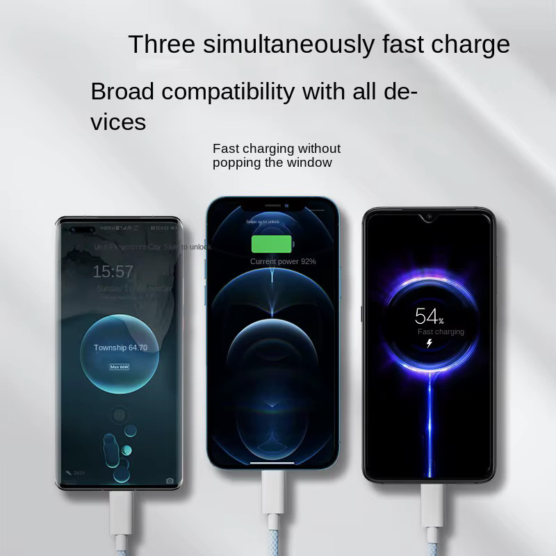 OIITH 3-in-1 USB-C auf Typ-C Schnellladekabel mit 100W und 5A in Blau - Bild 2