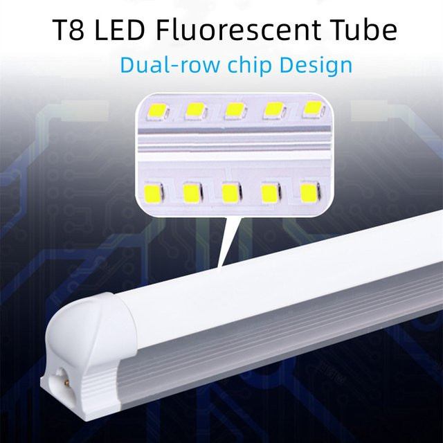 Guillermo LED-Lichtleiste T8 Aluminium-Lampenröhre mit EU-Steckerschalter 25 W 50 cm - Bild 1