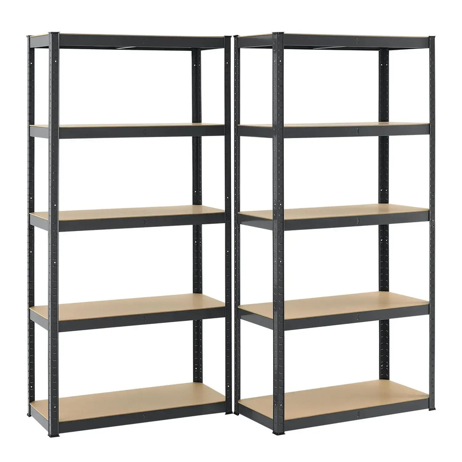 Juskys 3er Metall Regalsystem mit 1 Eckregal und 2 Lagerregalen aus Metall und MDF Holz in Grau, H: 180 cm, B: 40 cm, T: 40 cm - Bild 3