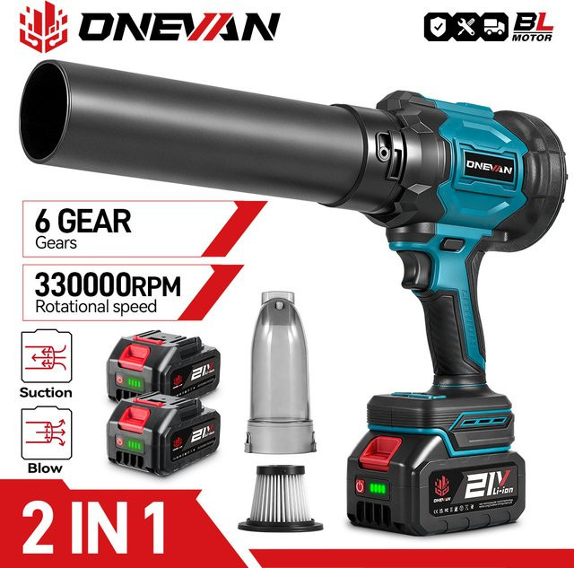 ONEVAN 2in1 Bürstenloses Elektro-Turbogebläse mit Saug- und Blasfunktion für Laub und Staub, kompatibel mit Makita 18V Akku - Bild 1
