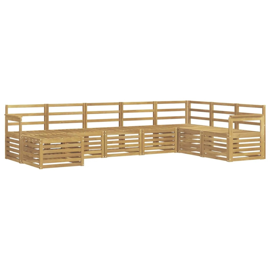 vidaXL Outdoor-Sofagarnitur 8-teilig in Weiß aus Akazienholz mit L-Form und Polstern, B/T/H: 306 x 187,5 x 73 cm - Bild 2