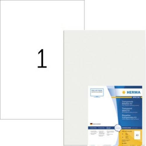 Herma Folien-Etiketten Special 8694, transparent, glänzend, permanent haftend, für Laser, B: 29,7 cm, H: 42,0 cm, 50 Stück - Bild 1