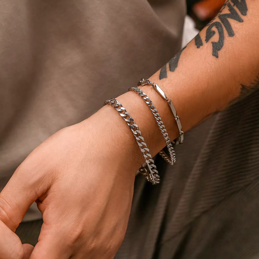 KunJoe Armband, 3-teiliges Set, Edelstahl, Silber, Herren - Bild 2