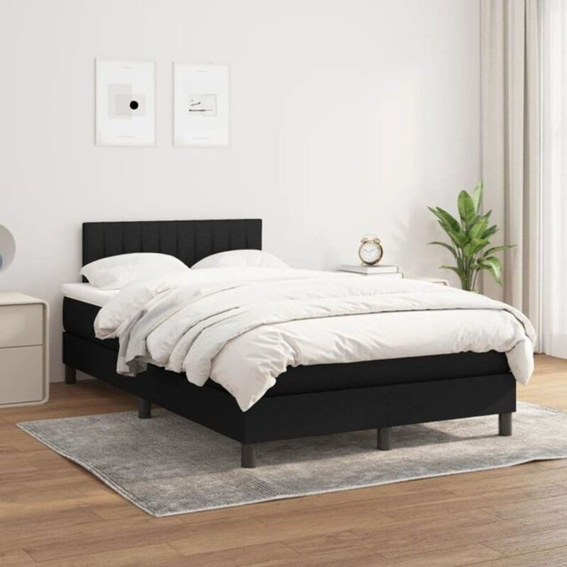 vidaxl Boxspringbett mit Matratze aus Stoff in Schwarz, B/T/H: 120 x 200 x 78 cm - Bild 1