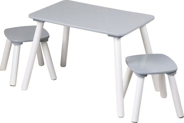 Kesper Kindertisch Set mit 2 Hockern aus Holz in Grau, FSC-zertifiziert, B/H/L: 38 x 43,5 x 58 cm - Bild 1