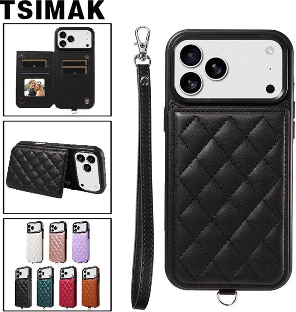 Magnetische Leder-Handyhülle für iPhone 17 Pro Max als Flip Wallet Cover mit Kartensteckplatz in Schwarz - Bild 1