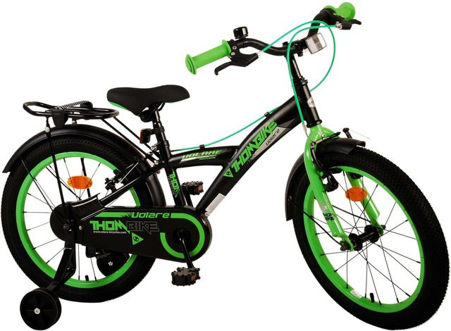 TPFSports Thombike Kinderfahrrad, 18 Zoll, Schwarz/Grün, 2 Handbremsen - Bild 1