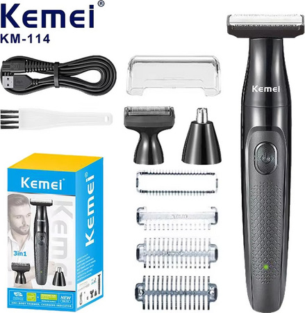 Kemei 3-in-1 Elektrorasierer für Herren, Schwarz