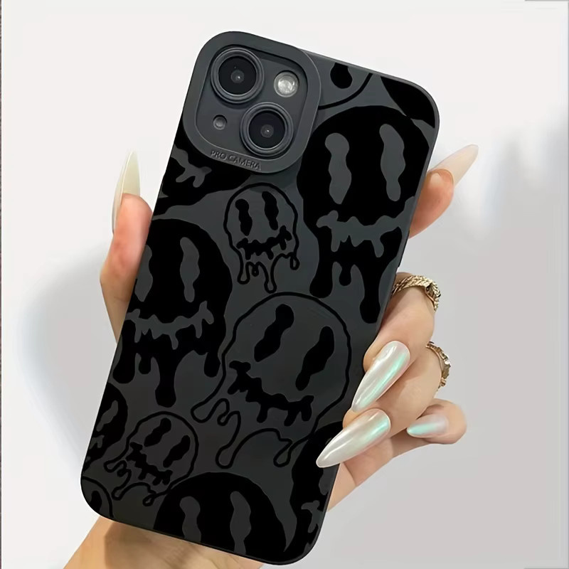 Spooky Ghost Face Silikon Handyhülle für Apple iPhone 15 14 Pro Max 13 12 11 XS X XR 7 8 Plus in Schwarz - Bild 2