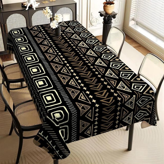 JMG Household Supplies Rechteckige Tischdecke mit afrikanischem Stammes-Design in Schwarz, B/L: 100 x 160 cm - Bild 1