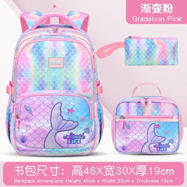Schulranzen-Set mit 3D-Schmetterlings-Design für Mädchen und Jungen in Pink inklusive isolierter Lunchtasche und Federmäppchen - Bild 1