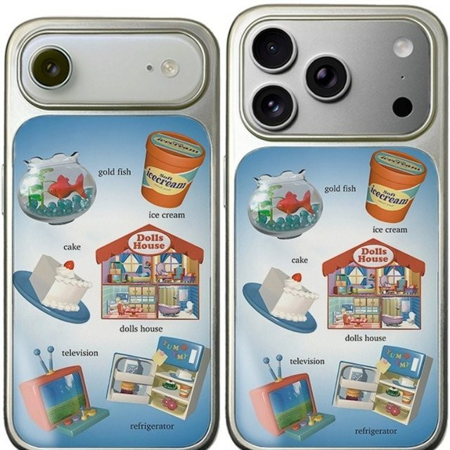 Stoßfeste Handyhülle DecoPhone Retro-Goldfischkuchen in Schwarz mit silbernem Rand für iPhone 17, 16, 15 und 14 Pro Max - Bild 1