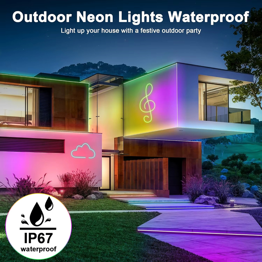 RGB LED Neon Flex Lichterkette mit App- und Fernbedienung, 24V wasserdichte Neon-Lichtschlauch-Lichterkette in Multicolour für Party und Schlafzimmer - Bild 6