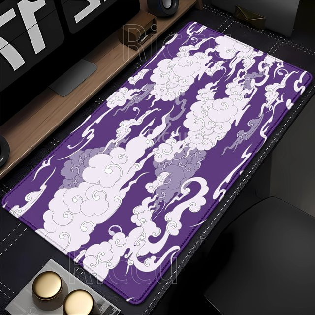 Riccu XXL-Mauspad Cloud-Design in Purple, rutschfeste Schreibtischunterlage aus Naturkautschuk mit HD-Druck, B/T: 90 x 40 cm - Bild 1