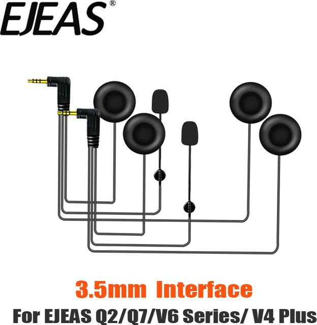 EJEAS Geräuschunterdrückendes Mikrofon-Headset für Motorradhelme der V6-Serie Q2 Q7 V4 Plus in Schwarz mit 3,5-mm-Klinkenanschluss und CVC-Technologie - Bild 1