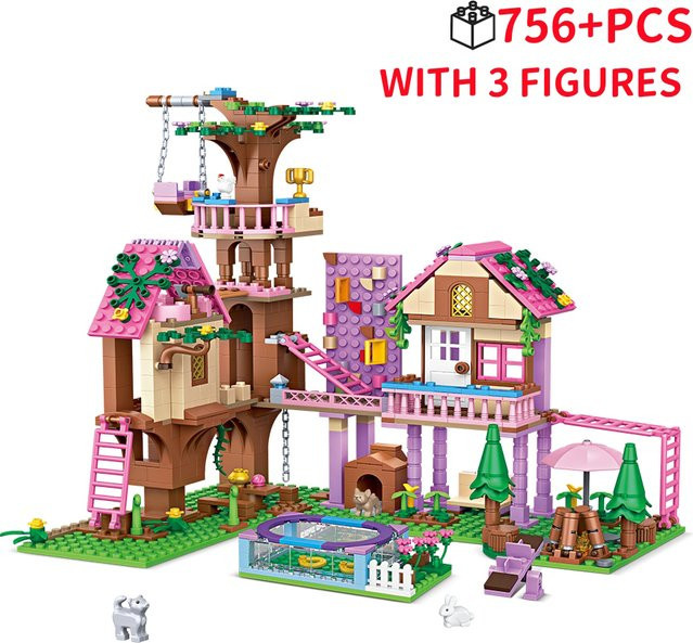 HUATEC Baustein Set Mädchen Freundschaft Haus Sommer Baumhaus Camping Modell in Mehrfarbig - Bild 1