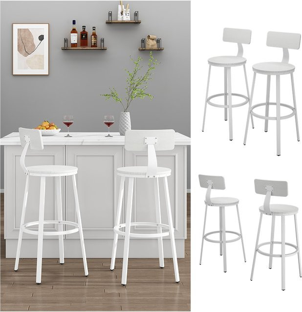 Vicco Barhocker-Set Caracas Weiß, 2 Teile, Breite: 37 cm, Höhe: 102 cm - Bild 1