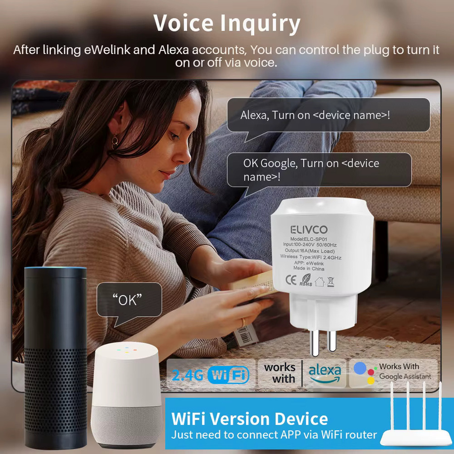 Elivco eWelink Smart Plug WLAN-Steckdose mit Timer und Countdown in Weiß, kompatibel mit Google Assistant, Alexa, SmartThings, Alice und Salute - Bild 6