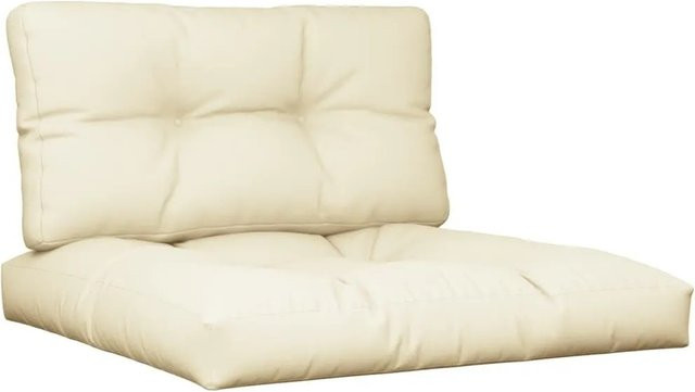 vidaXL Palettenkissen 2-teiliges Set Creme aus wasserabweisendem Polyester B/T/H: 70 x 70 x 12 cm - Bild 1